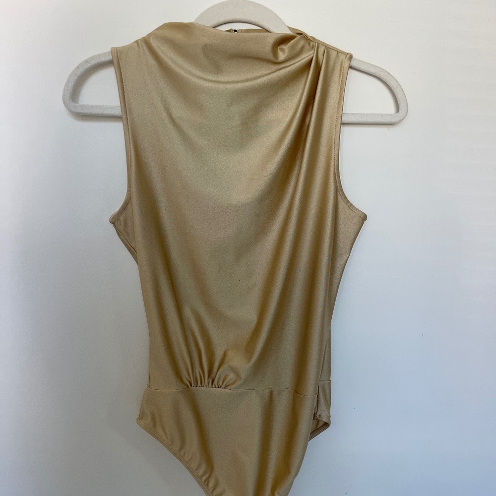 Gold Mock Neck Bodysuit